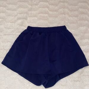 High Waist Shorts Dressy Rayon Navy Blue Semi-Sheer Micro Shorts Wear w/ Tights
